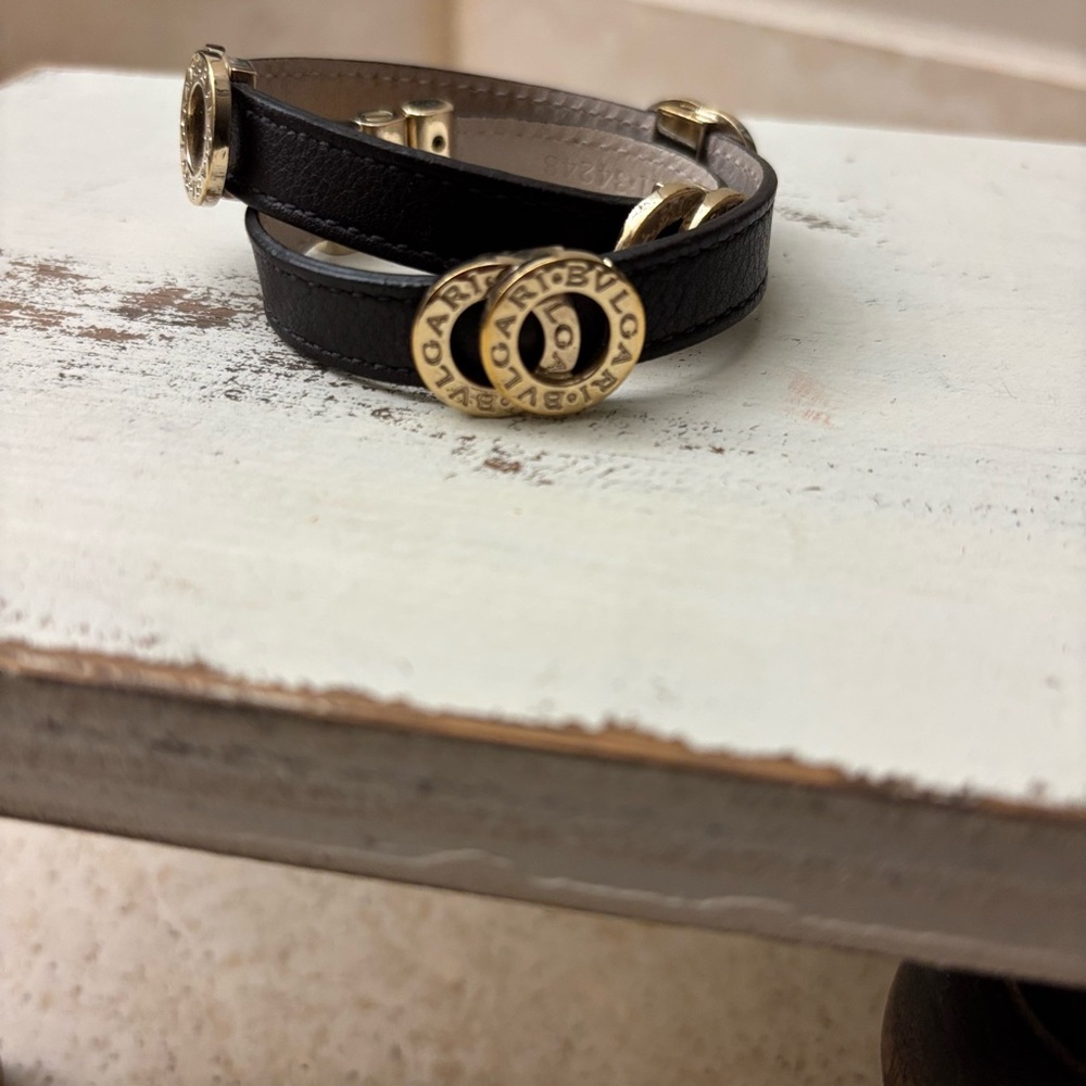 BVLGARI Authentic Brown Leather Wrap Bracelet - Picture 4 of 9